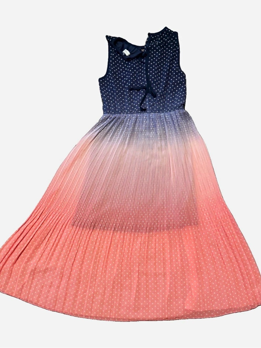 Maison Jules Navy and Coral Ombre Polka Dot Maxi Dress size l